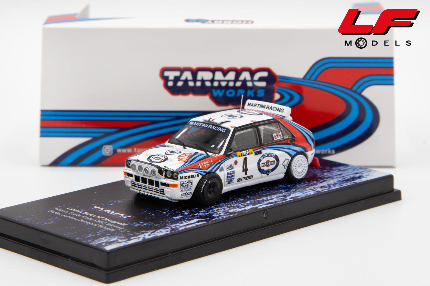 modellino lancia delta rally tarmac 1:64 frontale