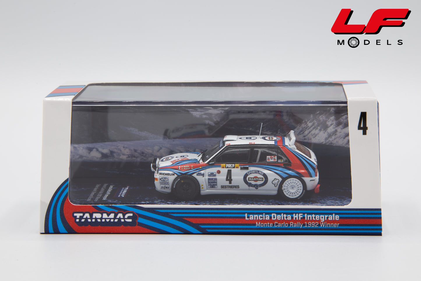 modellino lancia delta rally tarmac 1:64 scatola