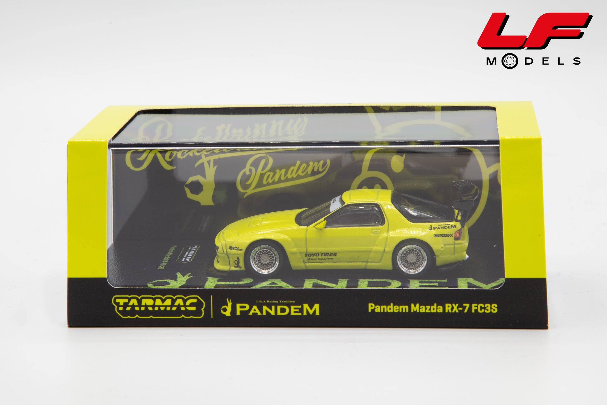 modellino mazda rx-7 pandem tarmac 1:64 T64R-066-YL vista teca