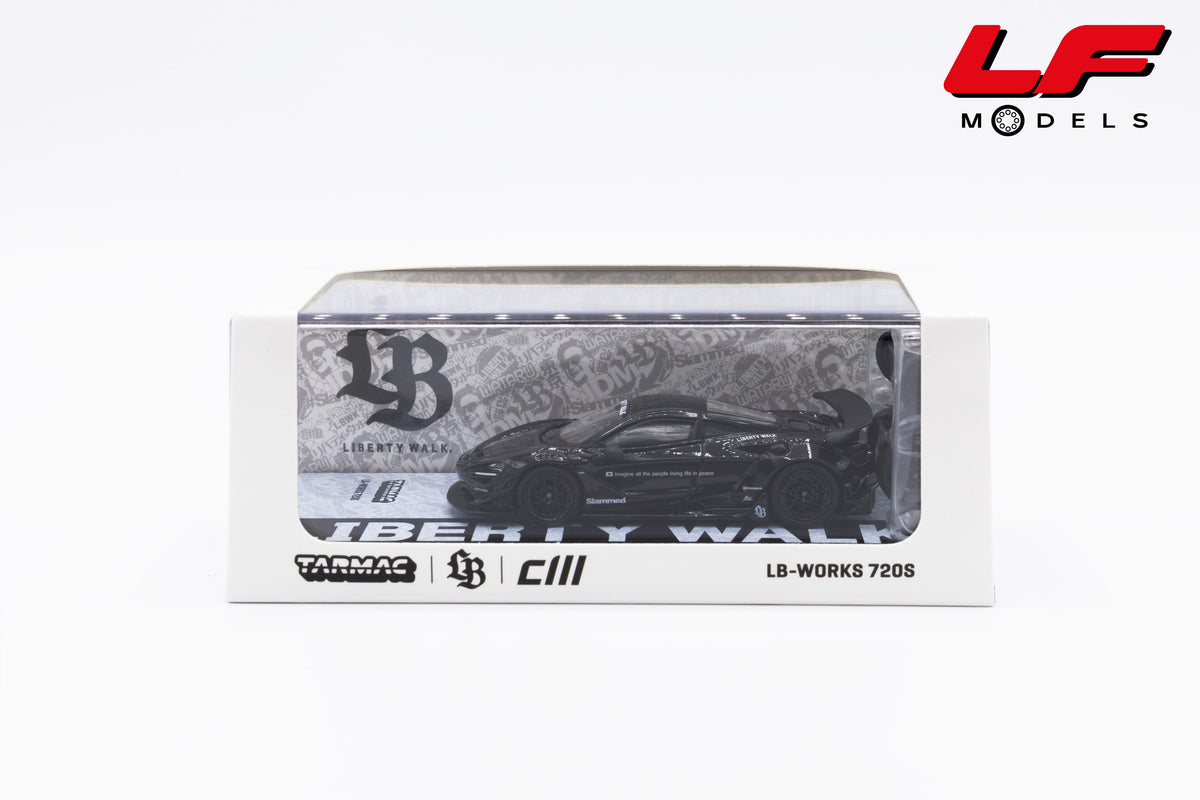 modellino mclaren 720s lbwk tarmac 1:64 T64-106-BK vista scatola