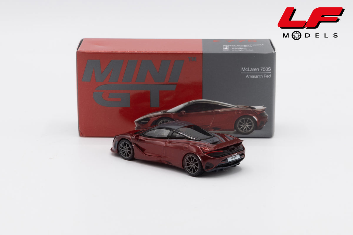modellino mclaren 750s amaranth red mini gt 1:64 MGT00775-L vista posteriore