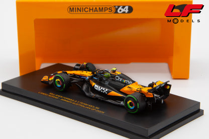 modellino mclaren f1 mcl39 norris minichamps 1:64 posteriore