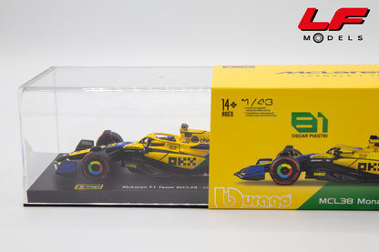 modellino mclaren mcl38 burago 1:43 scatola