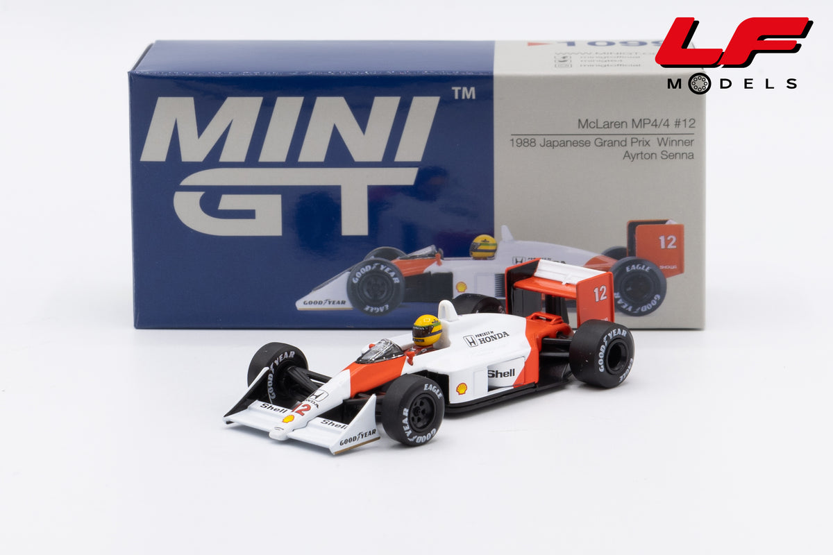 modellino mclaren mp4/4 senna japan gp win mini gt 1:64 MGT01099 vista frontale