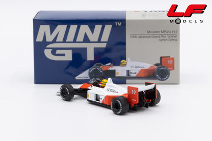 modellino mclaren mp4/4 senna japan gp win mini gt 1:64 MGT01099 vista posteriore