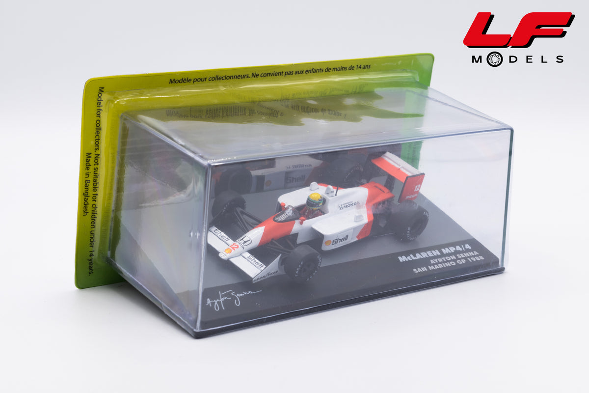 modellino mclaren mp4/4 san marino gp ayrton senna edicola 1:43 F1BRACOL001-51589 vista frontale