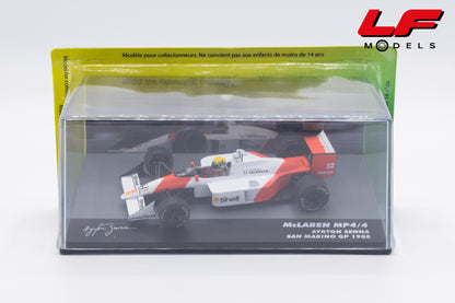 modellino mclaren mp4/4 san marino gp ayrton senna edicola 1:43 F1BRACOL001-51589 vista frontale
