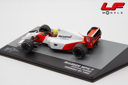 modellino mclaren mp4/7 Germany GP 1992 Ayrton Senna edicola 1:43 F1BRACOL031-30536 vista posteriore