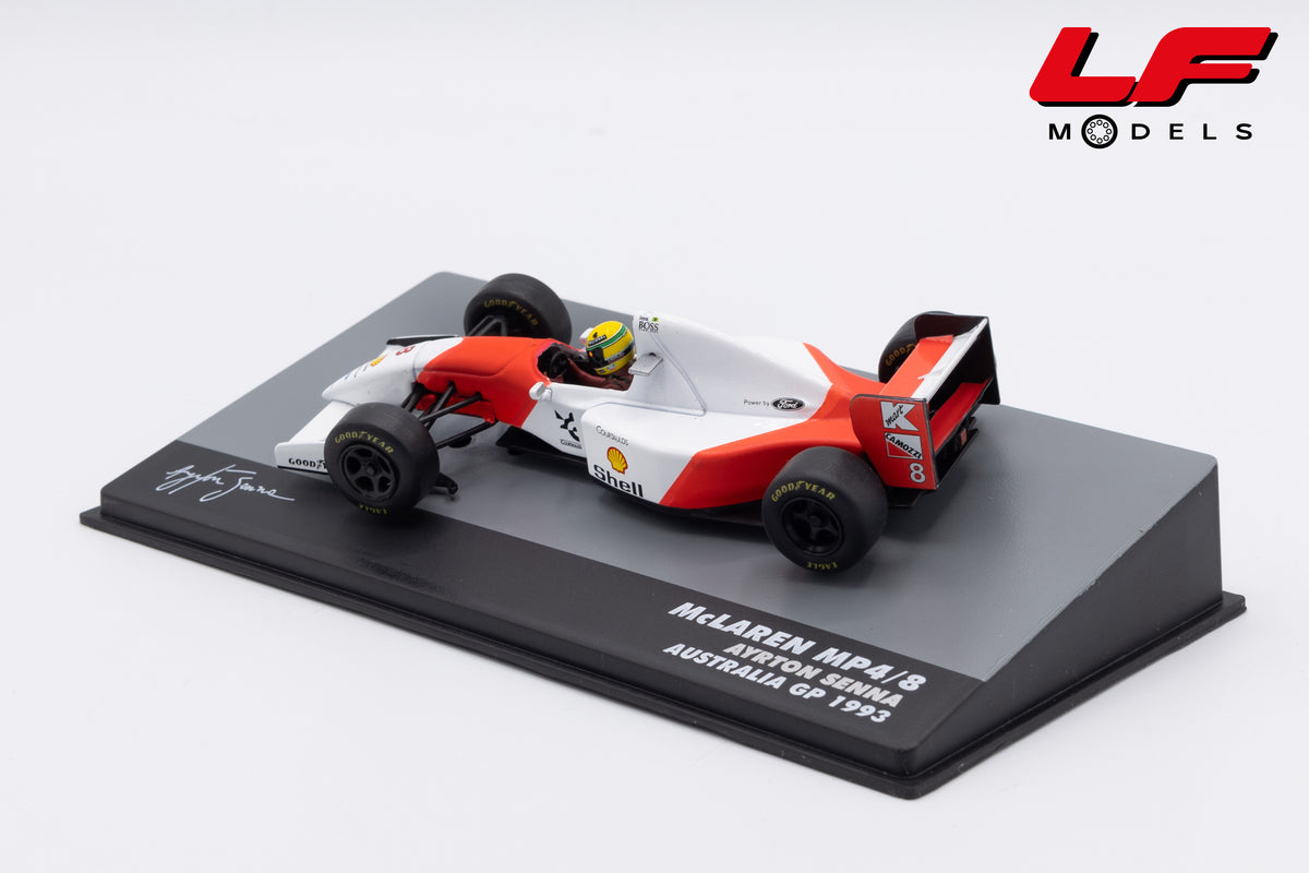 modellino mclaren mp4/8 australia gp ayrton senna edicola 1:43 F1BRACOL027-29567 vista posteriore
