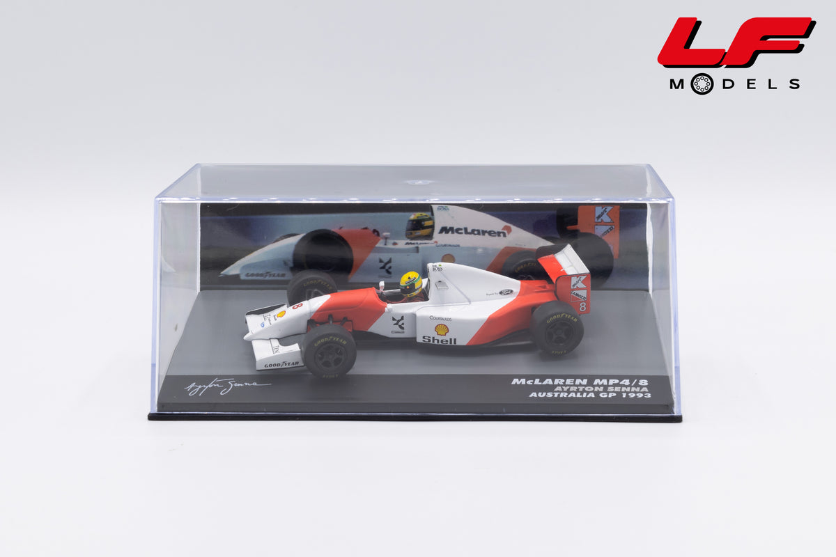 modellino mclaren mp4/8 australia gp ayrton senna edicola 1:43 F1BRACOL027-29567 vista teca