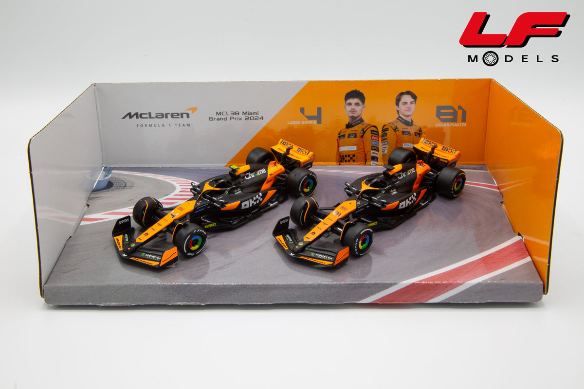 modellino mclaren mcl38 set burago 1:43 18-38202-SET vista frontale