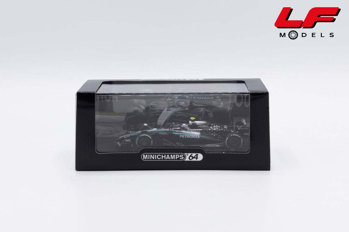 modellino mercedes f1 w16 kimi antonelli 3rd place canadian gp 2025 minichamps 1:64 640251012 vista scatola