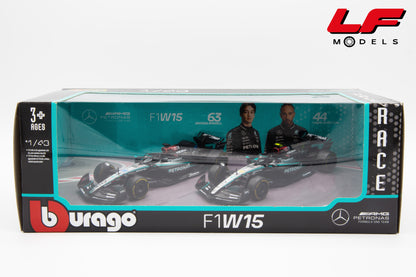 modellino mercedes fw15 set burago 1:43 18-38201-SET vista scatola
