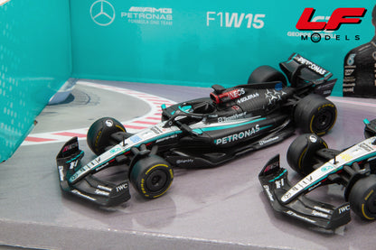 modellino mercedes fw15 george russel set burago 1:43 18-38201-SET vista frontale