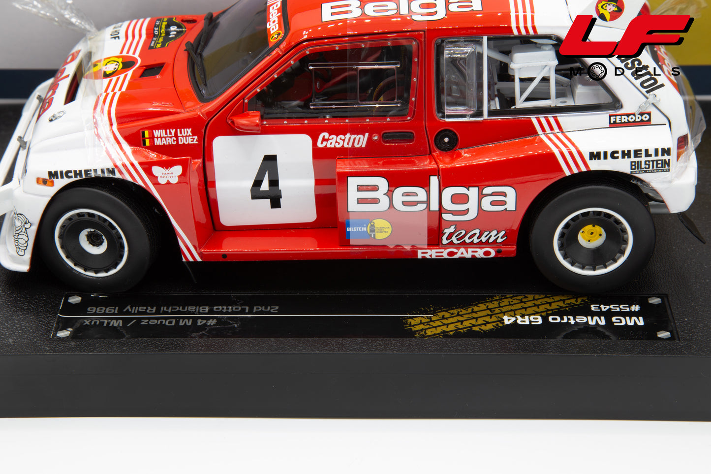 modellino mg metro 6r4 rally sunstar 1:18 05543 vista etichetta difettata