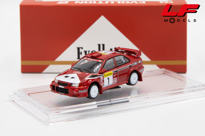 modellino mitsubishi lancer evo vi win car of the rally montecarlo 1999 bm creations 1:64 BM64B0410 vista frontale