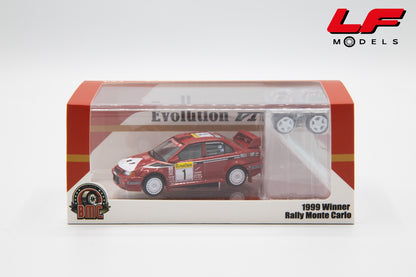 modellino mitsubishi lancer evo vi win car of the rally montecarlo 1999 bm creations 1:64 BM64B0410 vista scatola