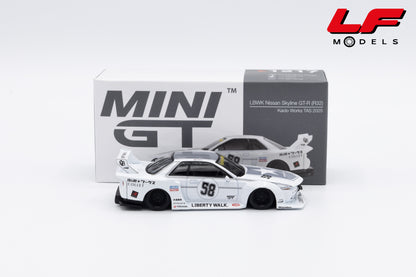 modellino nissan skyline gtr r32 tas lbwk mini gt 1:64 MGT01217-R vista laterale