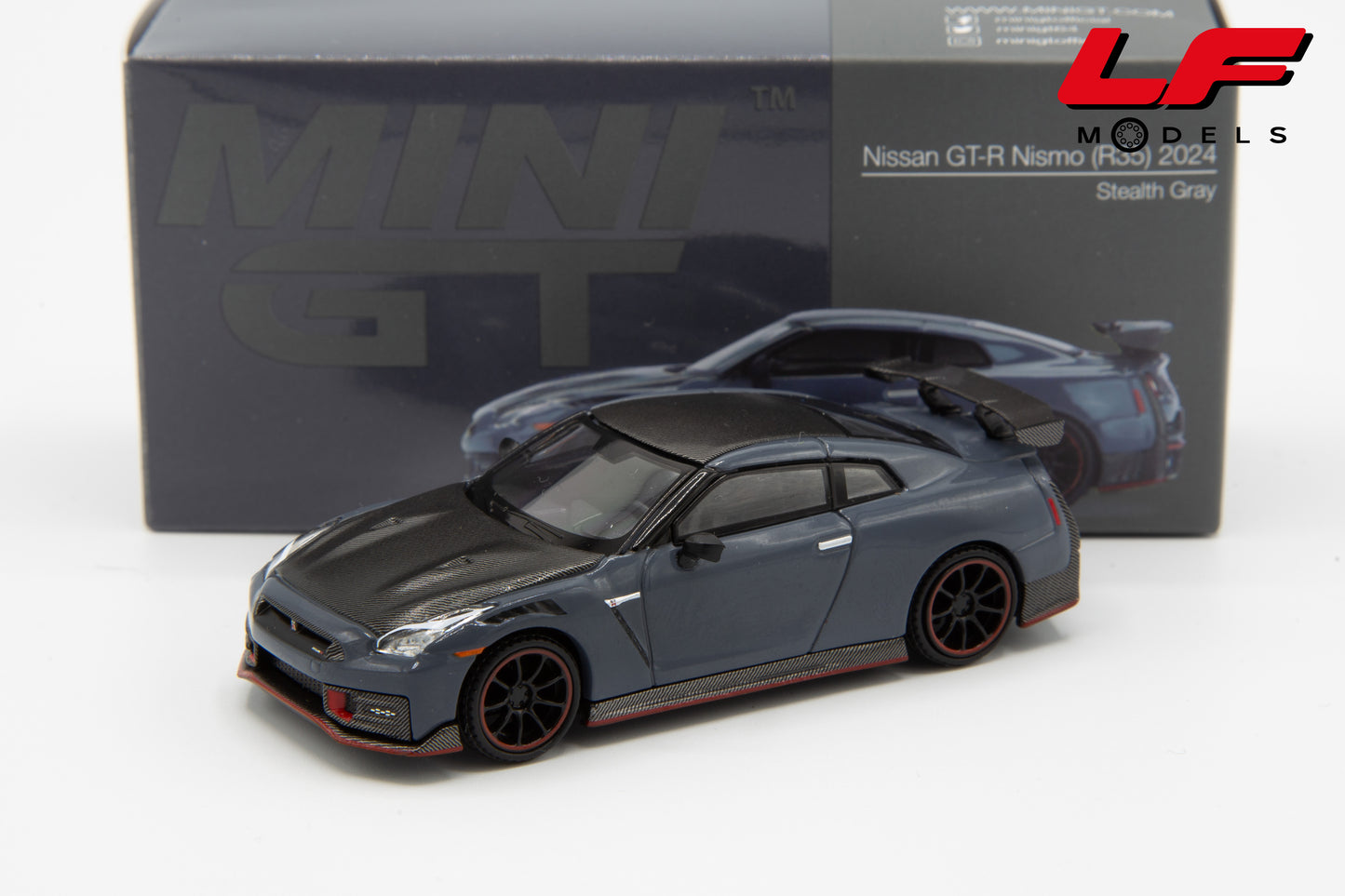 modellino nissan gtr r35 mini gt 1:64 frontale