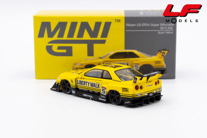 modellino nissan lb-er34 skyline mini gt 1:64 MGT01182-R vista posteriore