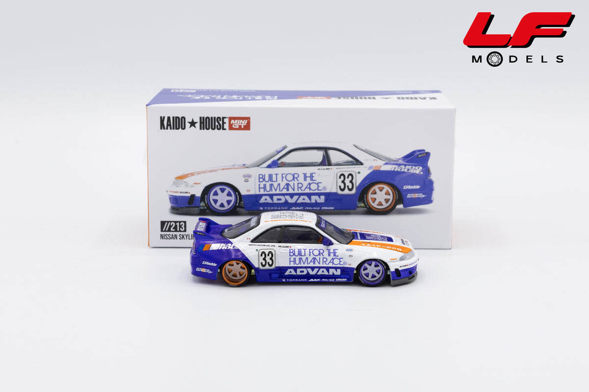 modellino nissan skyline gtr r33 kaido house mini gt 1:64 KHMG213 vista laterale