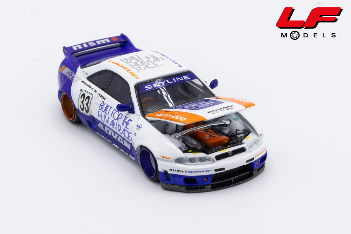 modellino nissan skyline gtr r33 kaido house mini gt 1:64 KHMG213 vista motore