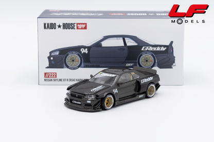 modellino nissan skyline gtr r34 kaido house mini gt 1:64 KHMG222 vista frontale