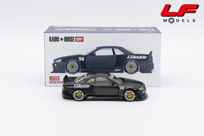 modellino nissan skyline gtr r34 kaido house mini gt 1:64 KHMG222 vista laterale