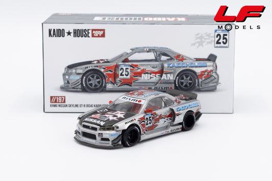 modellino nissan skyline gtr r34 kaido house mini gt 1:64KHMG197 vista frontale