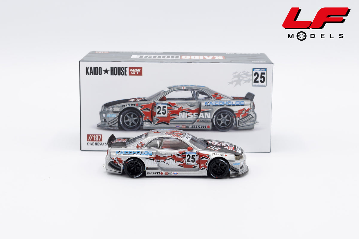 modellino nissan skyline gtr r34 kaido house mini gt 1:64KHMG197 vista laterale