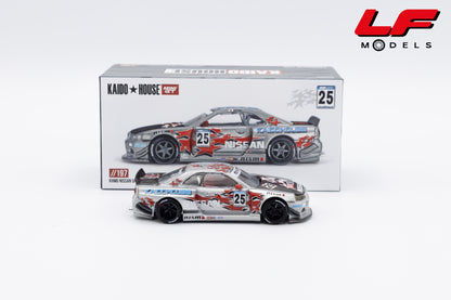 modellino nissan skyline gtr r34 kaido house mini gt 1:64KHMG197 vista laterale