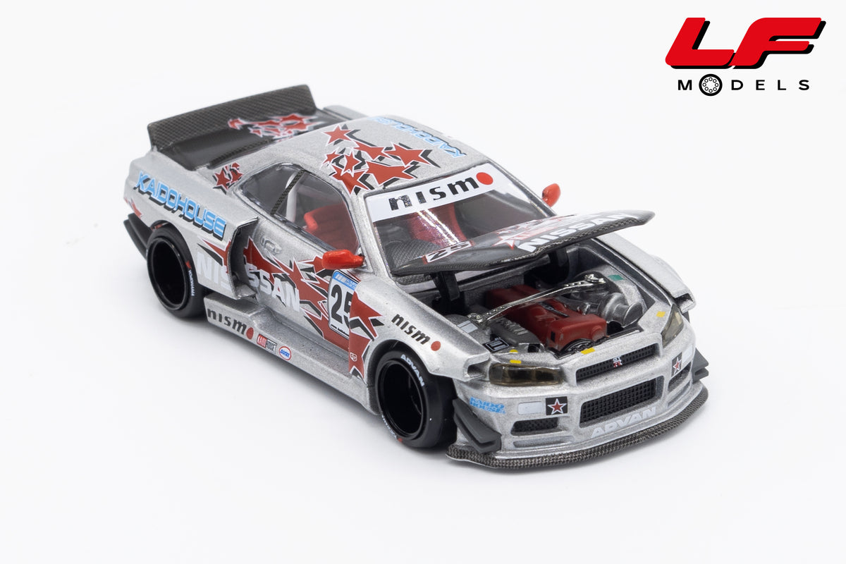 modellino nissan skyline gtr r34 kaido house mini gt 1:64KHMG197 vista frontale