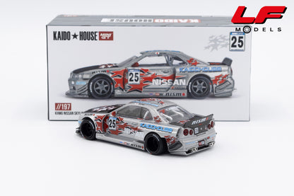 modellino nissan skyline gtr r34 kaido house mini gt 1:64KHMG197 vista posteriore
