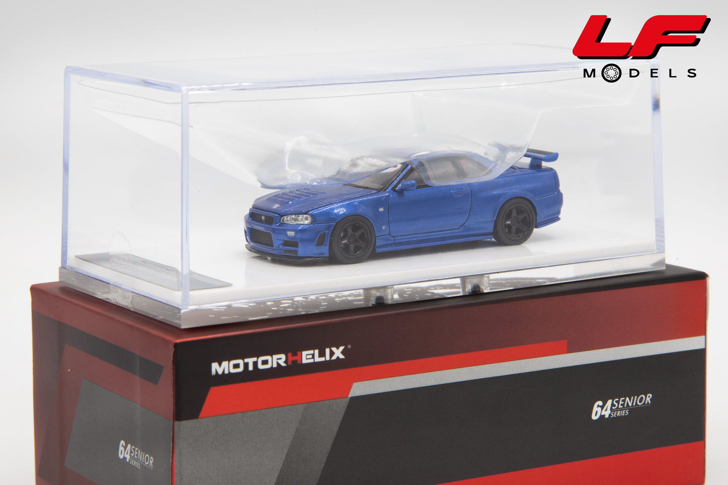 modellino nissan gtr r34 z tune motorhelix 1:64 M63416 vista teca