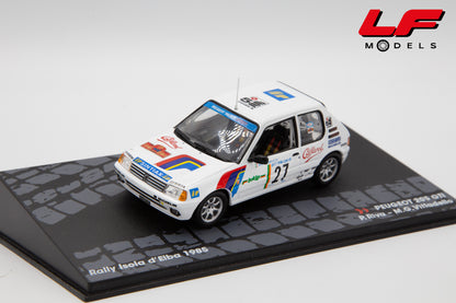 modellino peugeot 205 rally isola d'elba edicola 1:43 vista frontale