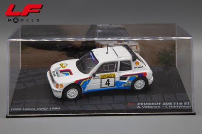 modellino peugeot 205 t16 e1 1000 lakes rally edicola 1:43 vista teca