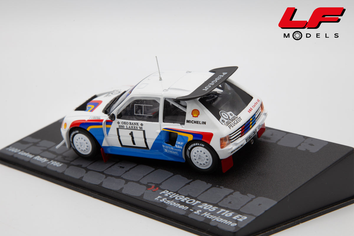 edicola peugeot 205 t16 e2 1000 lakes rally edicola 1:43 vista posteriore