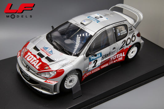 modellino peugeot 206 rally autoart 1:18 frontale