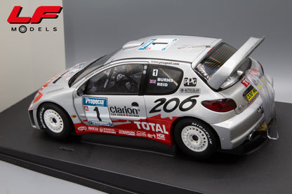 modellino peugeot 206 rally autoart 1:18 posteriore