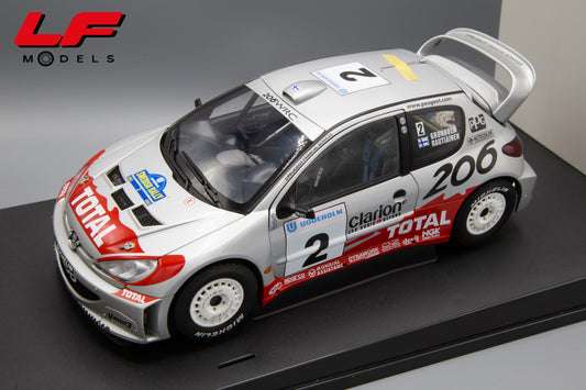 modellino peugeot 206 rally autoart 1:18 frontale