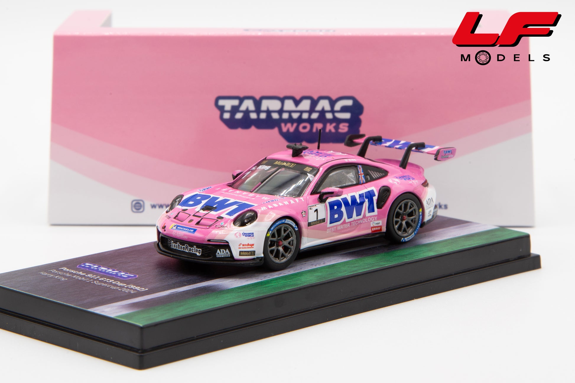 modellino porsche 911 gt3 cup bwt tarmac 1:64 T64-093-24PSC01 vista frontale