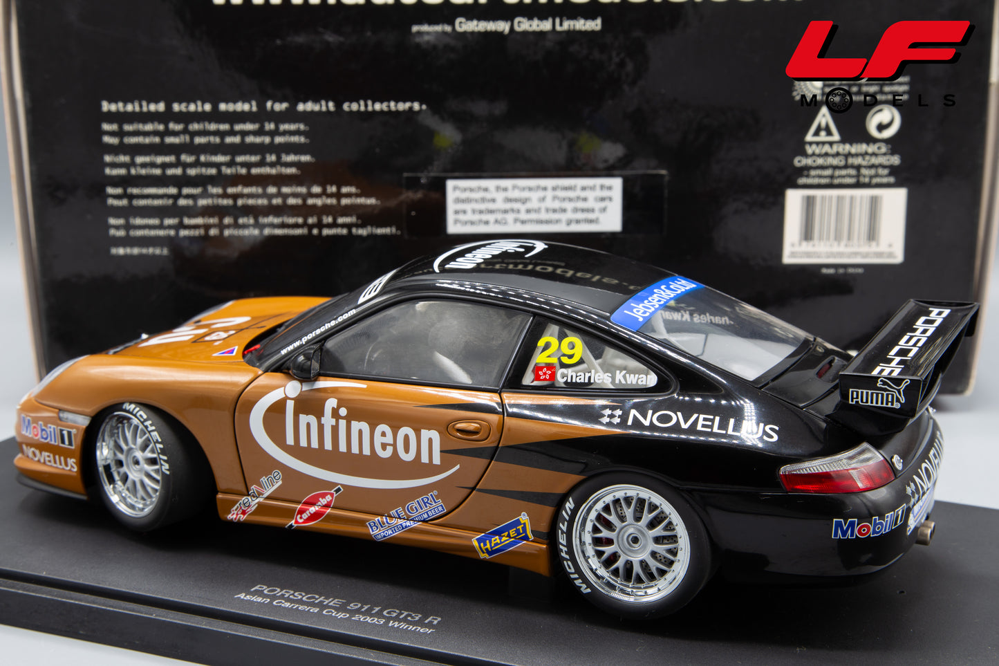 modellino porsche 911 gt3r asian cup 2003 autoart 1:18 posteriore