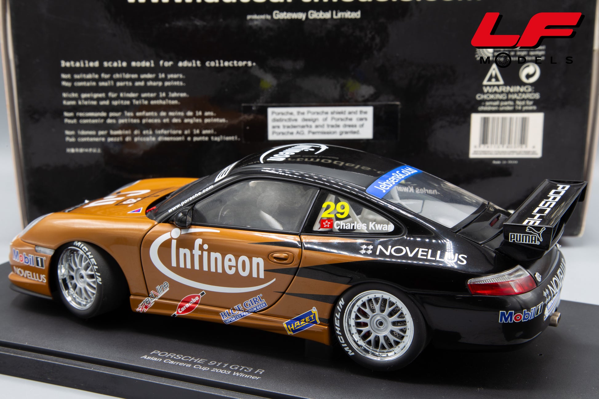modellino porsche 911 gt3r asian cup 2003 autoart 1:18 posteriore