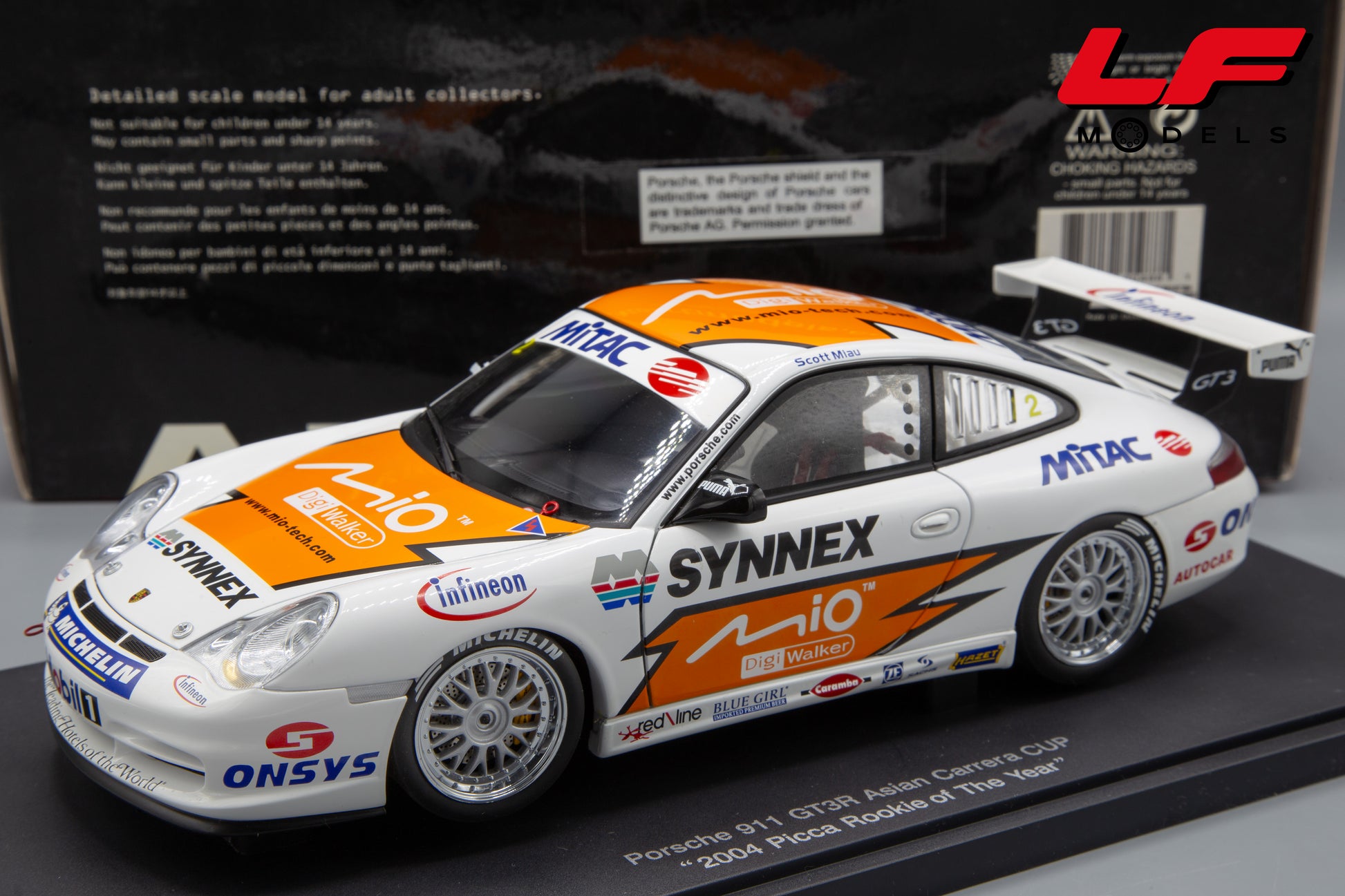 modellino porsche 911 gt3r asian cup 2004 autoart 1:18 frontale
