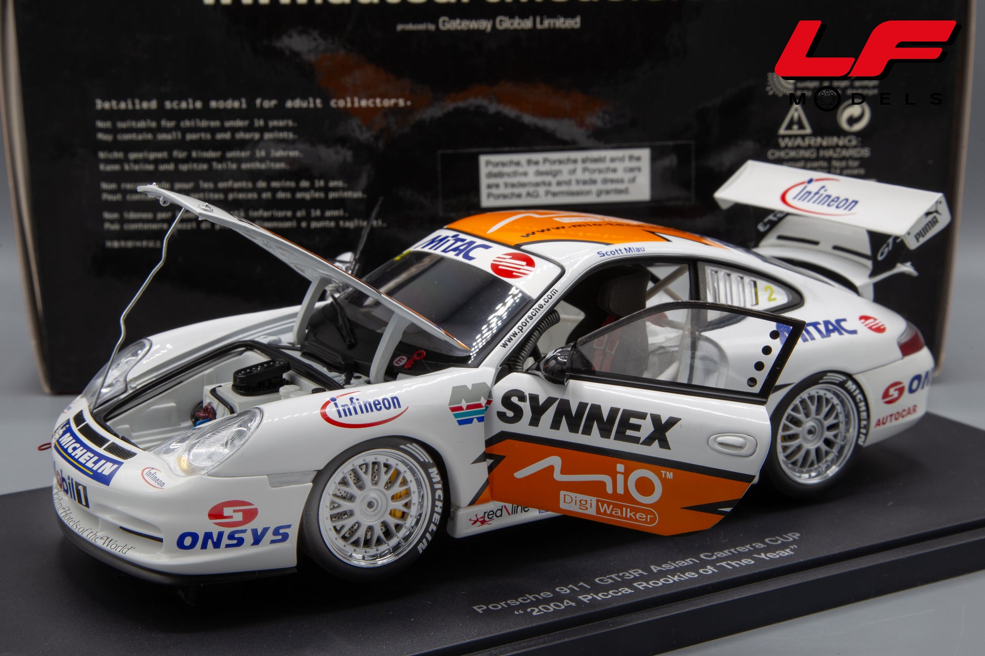 modellino porsche 911 gt3r asian cup 2004 autoart 1:18 frontale