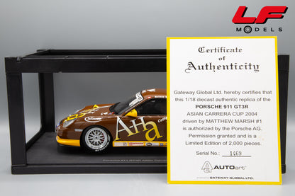 modellino porsche 911 gt3r asian cup 2004 autoart 1:18 certificato