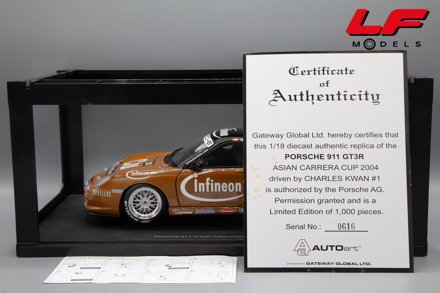 modellino porsche 911 gt3r asian cup 2004 autoart 1:18 certificato