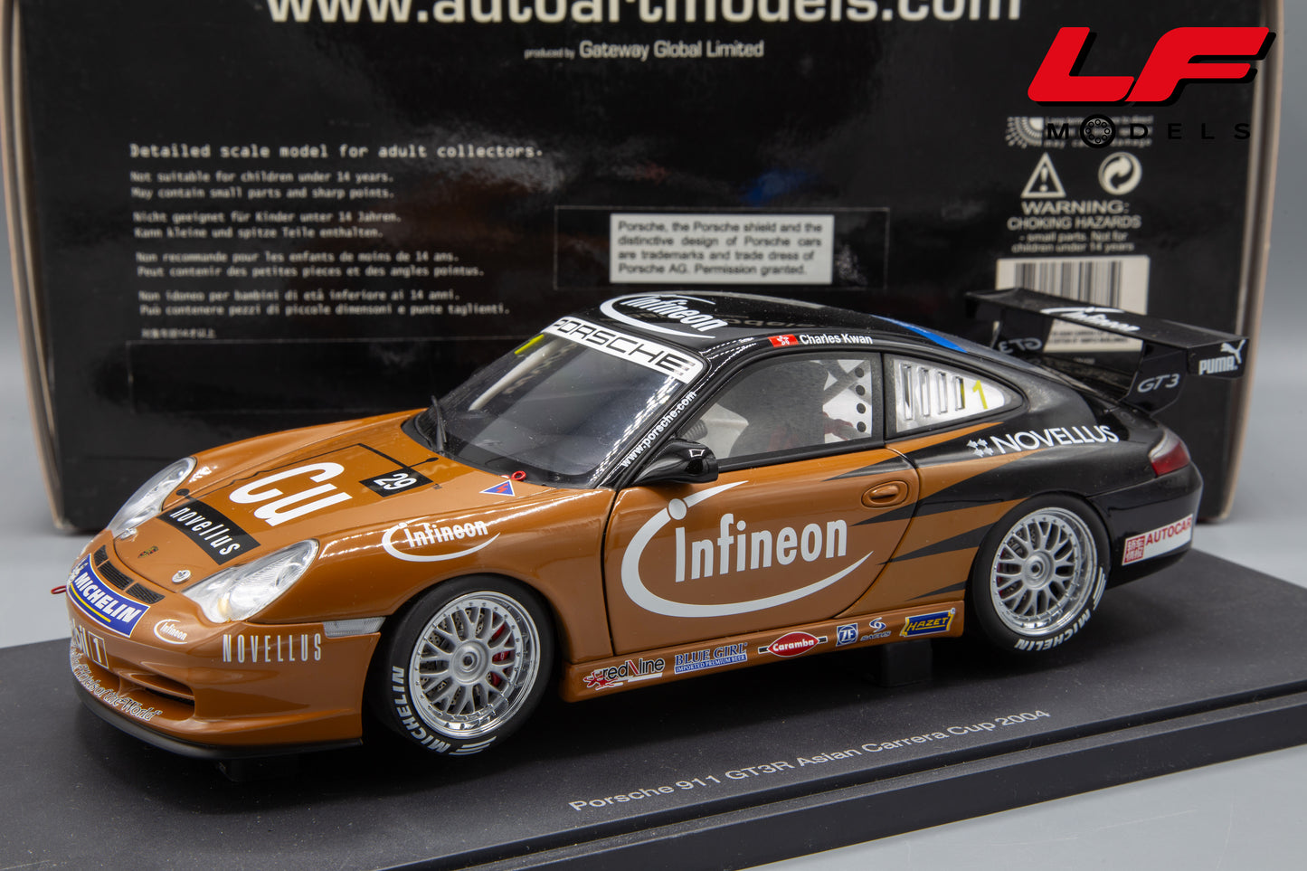 modellino porsche 911 gt3r asian cup 2004 autoart 1:18 frontale