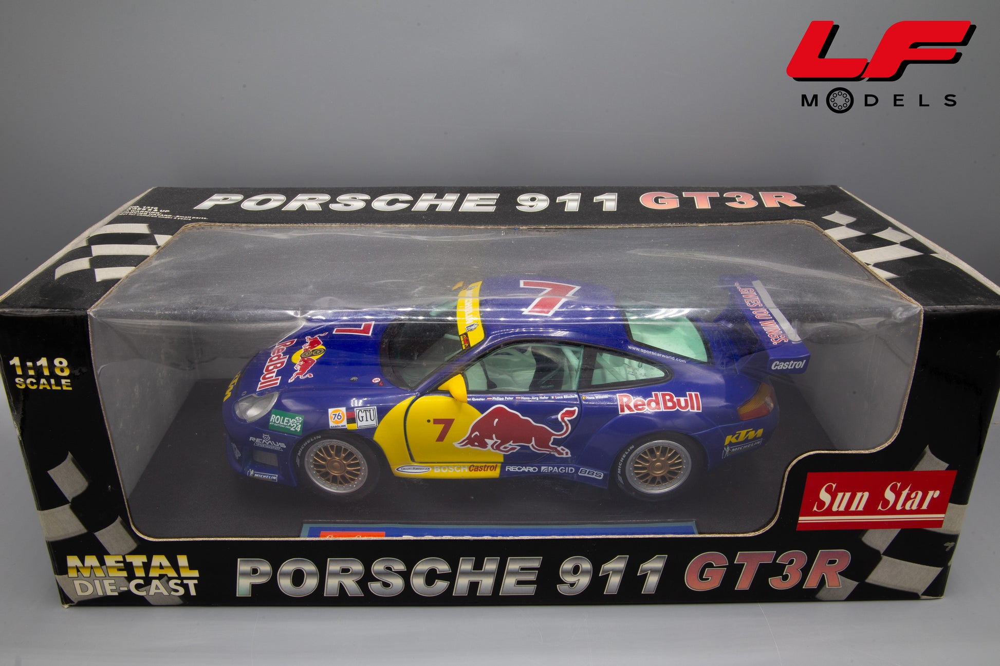 modellino porsche 911 gt3 r redbull sunstar 1:18 scatola