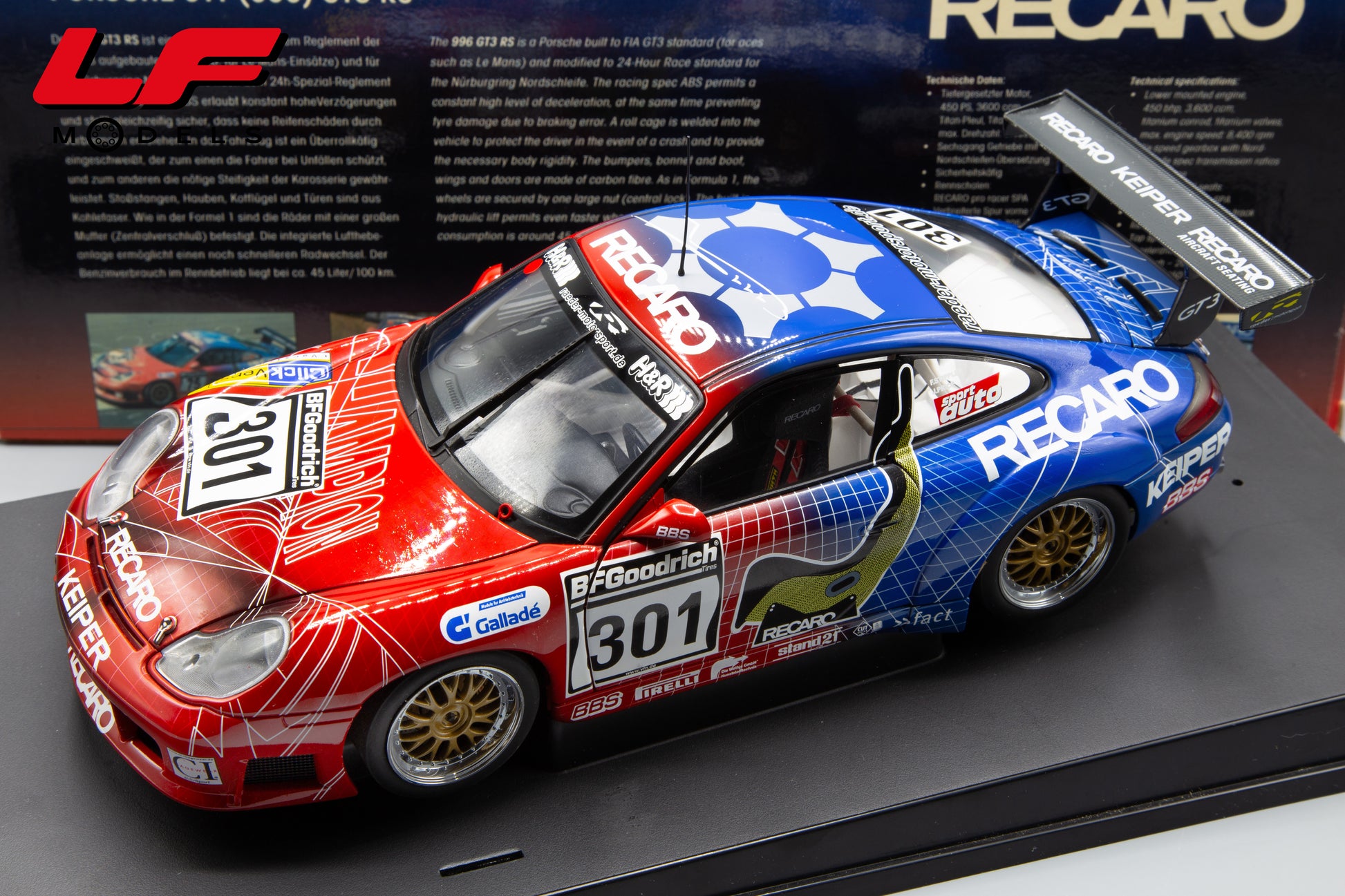 modellino porsche 911 gt3 rs recaro autoart 1:18 frontale